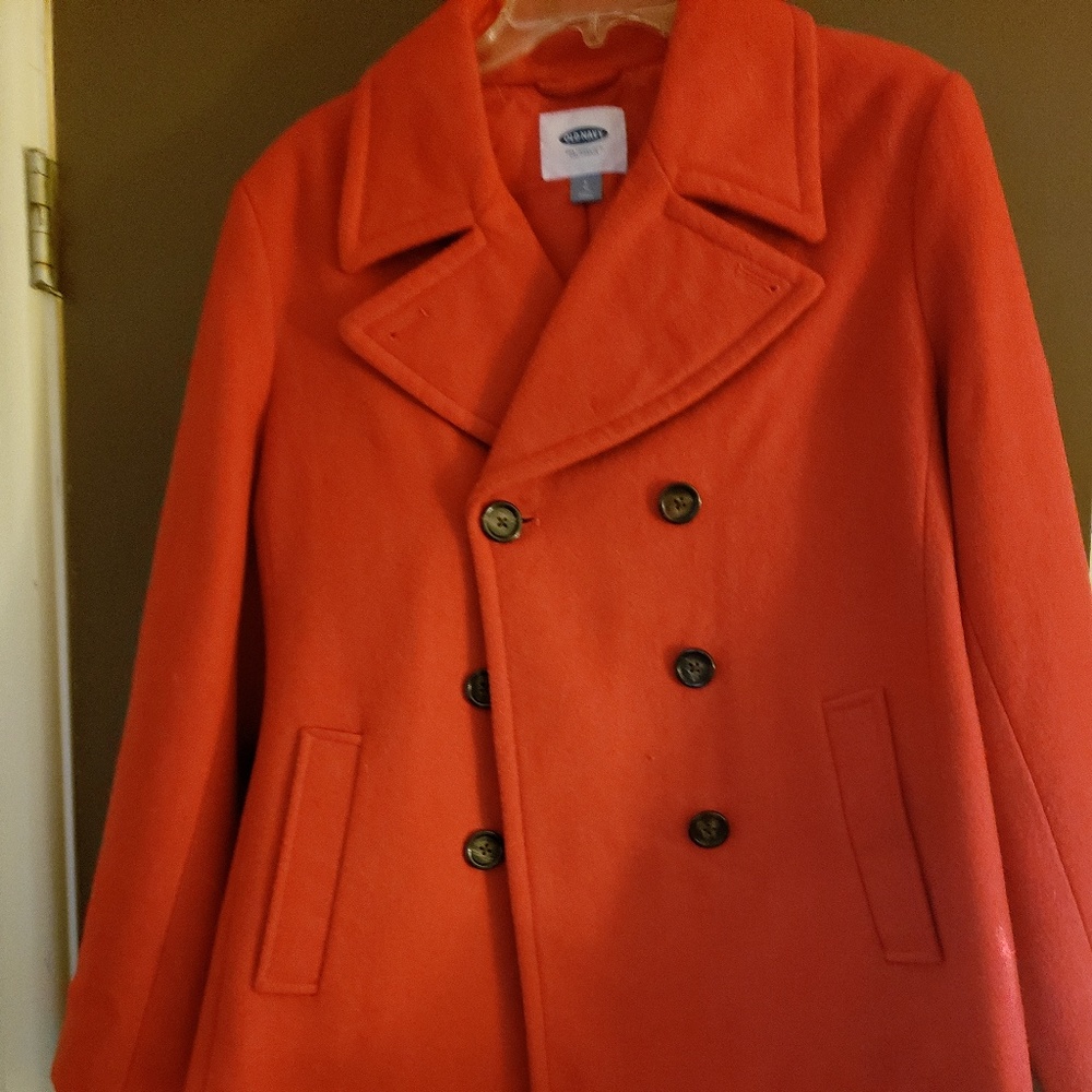 Red old navy pea coat